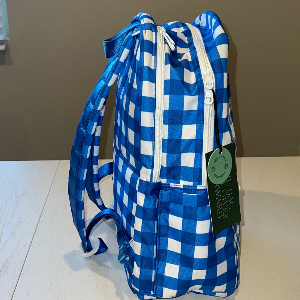 State Blue And White Gingham Kids Backpack — image 4 of 6